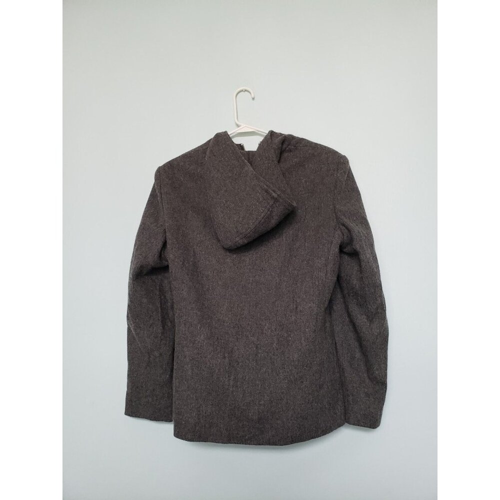 Requirements Womens 12 Jacket Long Sleeve Full Zip Gray Hooded Wool Blend Lined - Picture 2 of 7